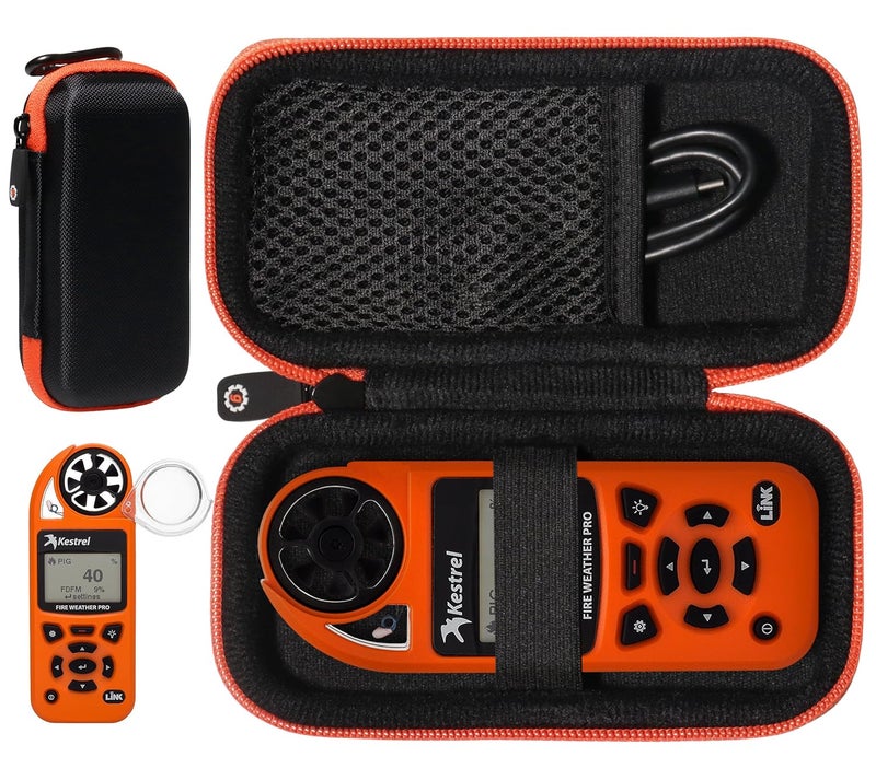 GETGEAR Weather Meter Case for Kestrel Weather Meter Compatible with Kestrel Elite, 5700/ 5700X, 5200, 5100, 5500, 2700, 3500, 3000, 3550, 2500, 1000 (Black with Orange Zipper) - Image 1